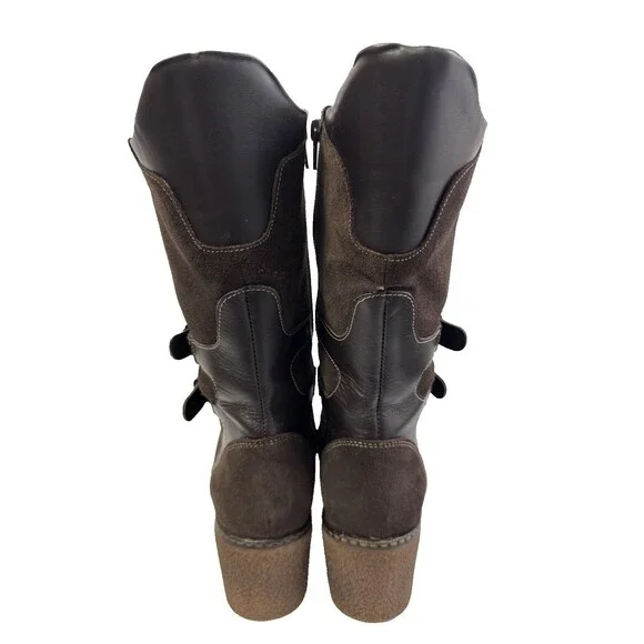 Aquatalia Women’s Mid Calf Boots Brown Suede Waterproof Block Heel Size 7.5 - Picture 7 of 16